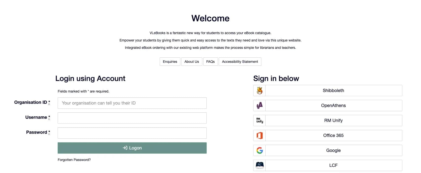 VLE Books login instructions